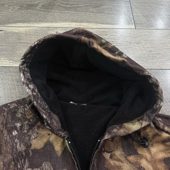 VTG Manchester Realtree Camo Fleece Hoodie Jacket Zip Up Outdoor Hunting Mens XL - Picture 2 of 12